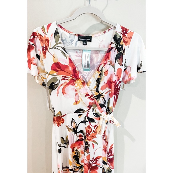 irene faux wrap brushed knit maxi dress